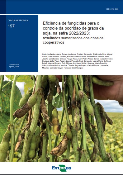 Eficiência de fungicidas para o controle da podridão de grãos da soja, na safra 2022/2023: resultados sumarizados dos ensaios cooperativos