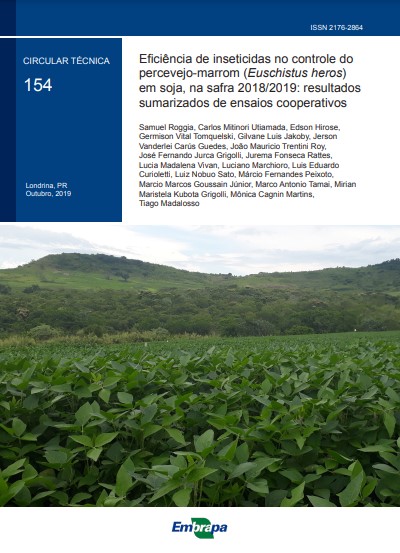 Eficiência de inseticidas no controle do percevejo-marrom (Euschistus heros) em soja, na safra 2018/2019: resultados sumarizados de ensaios cooperativos