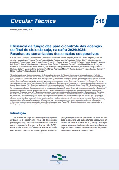 Eficiência de fungicidas para o controle das doenças de final de ciclo da soja, na safra 2024/2025: Resultados sumarizados dos ensaios cooperativos