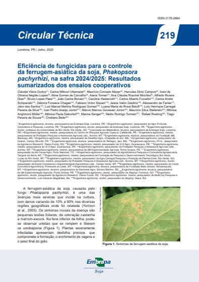 Eficiência de fungicidas para o controle da ferrugem-asiática da soja, Phakopsora pachyrhizi, na safra 2024/2025: resultados sumarizados dos ensaios cooperativo