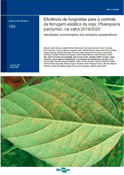 Eficiência de fungicidas para o controle da ferrugem-asiática da soja, Phakopsora pachyrhizi, na safra 2019/2020: resultados sumarizados dos ensaios cooperativos