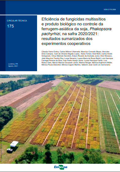 Eficiência de fungicidas multissítios e produto biológico no controle da ferrugem-asiática da soja, Phakopsora pachyrhizi, na safra 2020/2021: resultados sumarizados dos experimentos cooperativos