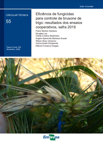 Eficiência de fungicidas para controle de brusone de trigo: resultados dos ensaios cooperativos, safra 2019