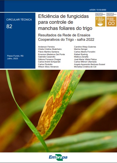 Eficiência de fungicidas para controle de manchas foliares do trigo: resultados da Rede de Ensaios Cooperativos do Trigo - safra 2022