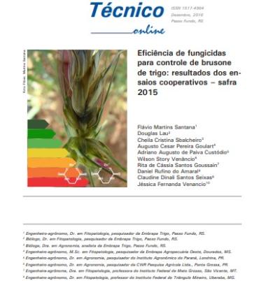 Eficiência de fungicidas para controle de brusone de trigo: resultados dos ensaios cooperativos - safra 2015
