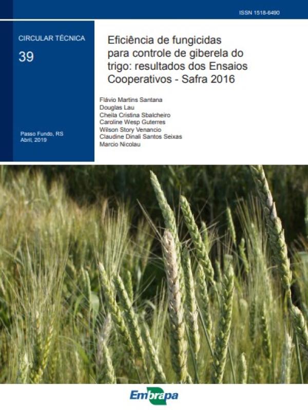 Eficiência de fungicidas para controle de giberela do trigo: resultados dos Ensaios Cooperativos - Safra 2016