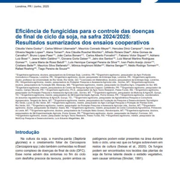 Eficiência de fungicidas para o controle das doenças de final de ciclo da soja, na safra 2024/2025: Resultados sumarizados dos ensaios cooperativos