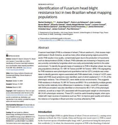 Identification of Fusarium head blight resistance loci in two Brazilian wheat mapping populations